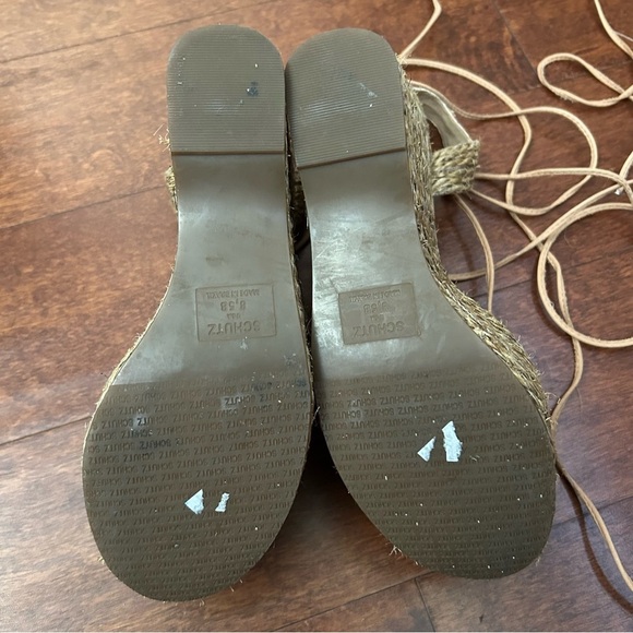 Schutz Natural Desert Aveline Lace Up Wedge Espadrilles Sandals Size 8.5 - Picture 13 of 16